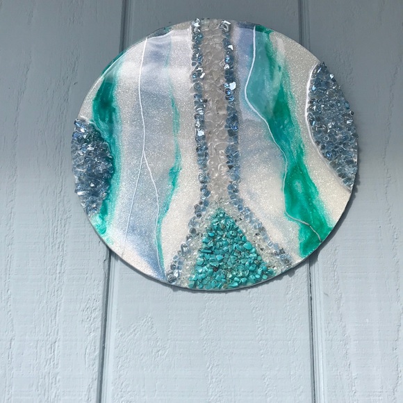 Ocean Inspired Real Crystal Epoxy Abstract Art - Picture 2 of 8